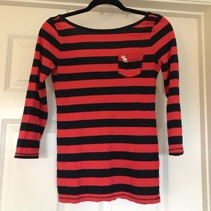 Abercrombie Striped 3/4 Sleeve Top
